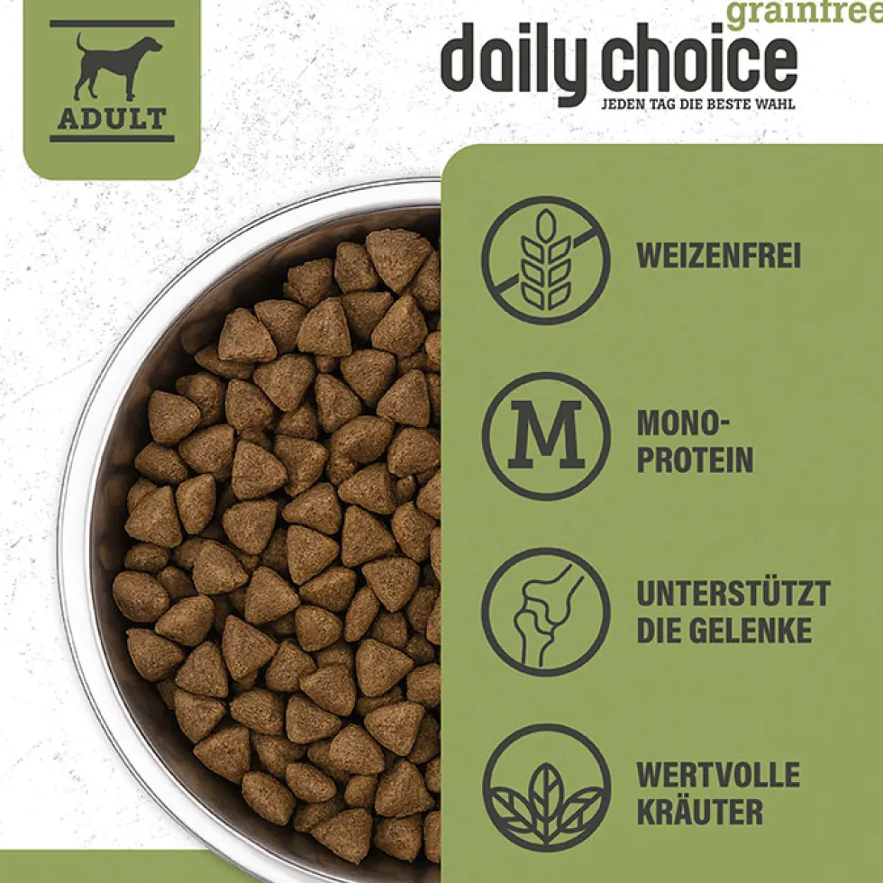 daily choice Grainfree Lamm mit Kartoffeln und Erbsen Trockenfutter 15 kg
