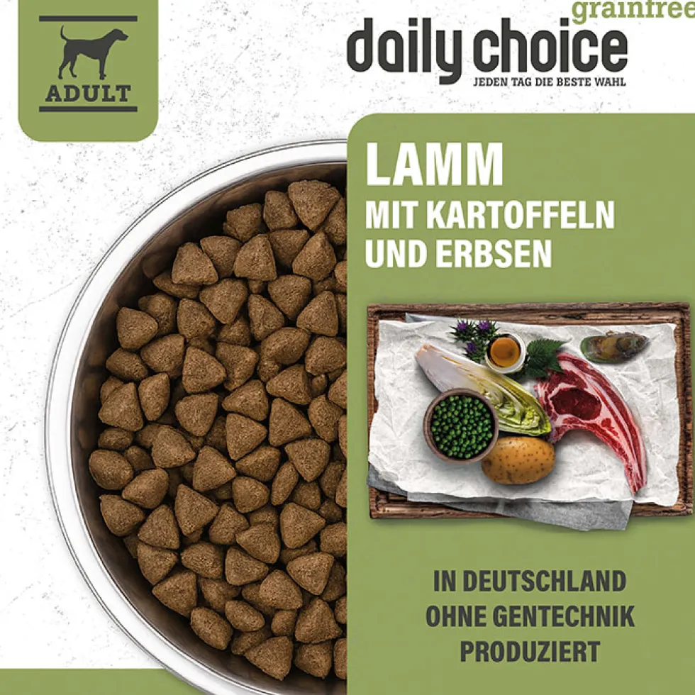daily choice Grainfree Lamm mit Kartoffeln und Erbsen Trockenfutter 15 kg