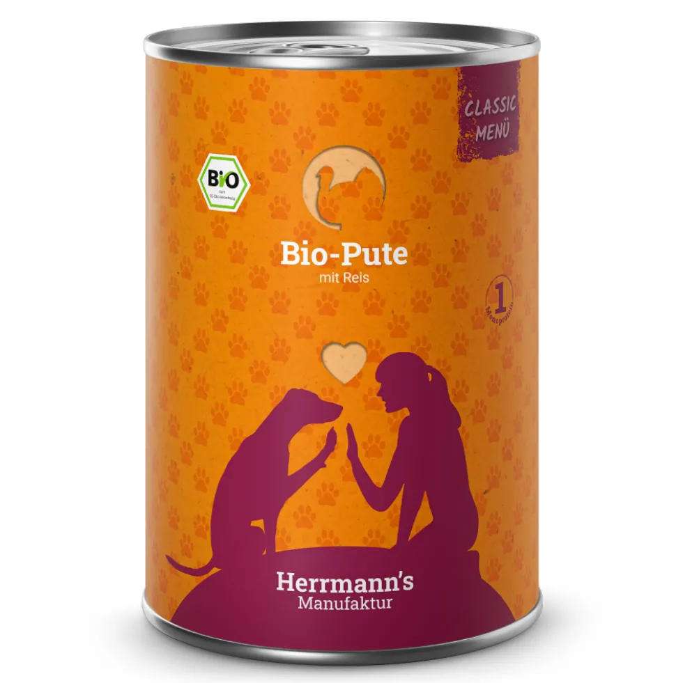 Herrmann's Classic Bio-Pute mit Reis Nassfutter 6 x 400 g
