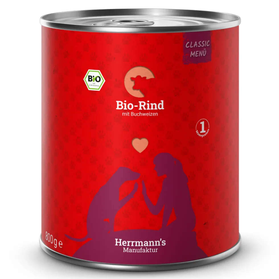 Herrmann's Classic Bio-Rind mit Buchweizen Nassfutter 6 x 800 g