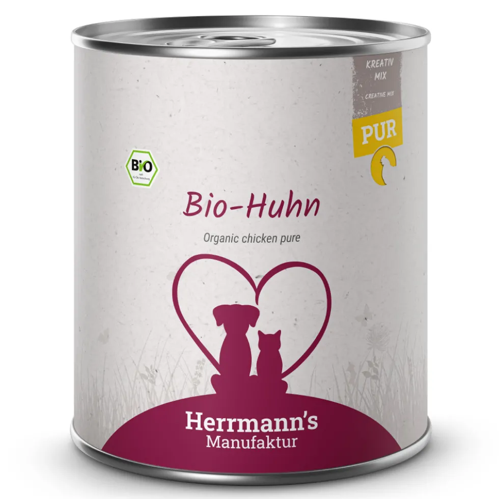 Herrmann's Kreativ-Mix Bio Huhn Reinfleisch Ergänzung Nassfutter 6 x 800 g