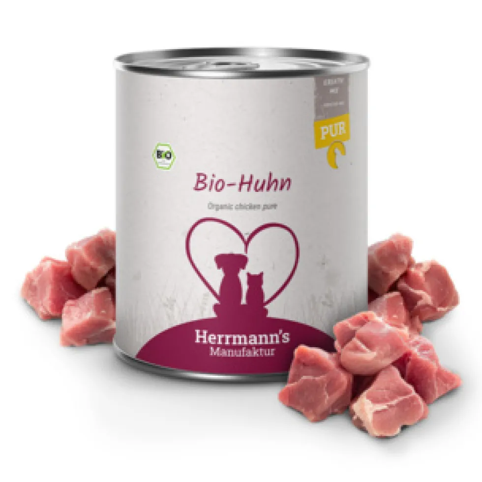 Herrmann's Kreativ-Mix Bio Huhn Reinfleisch Ergänzung Nassfutter 6 x 800 g