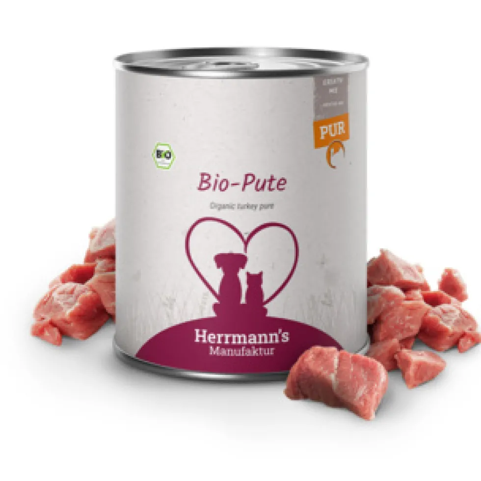 Herrmann's Kreativ-Mix Bio Pute Reinfleisch Ergänzung Nassfutter 6 x 800 g