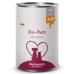 Herrmann's Kreativ-Mix Bio Pute Reinfleisch Ergänzung Nassfutter 6 x 400 g