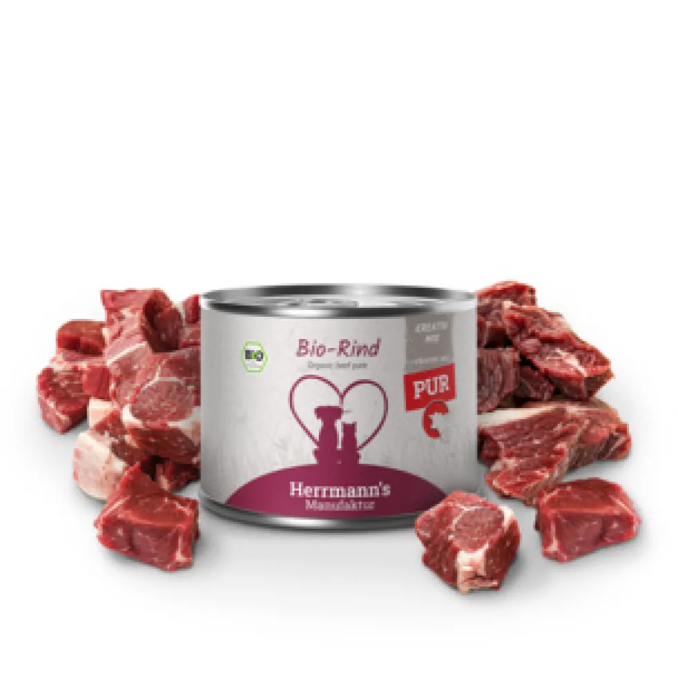 Herrmann's Kreativ-Mix Bio Rind Reinfleisch Ergänzung Nassfutter 60 x 200 g
