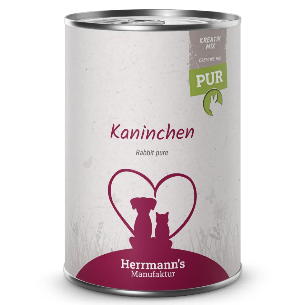 Herrmann's Kreativ-Mix Kaninchen Reinfleisch Ergänzung Nassfutter 6 x 400 g