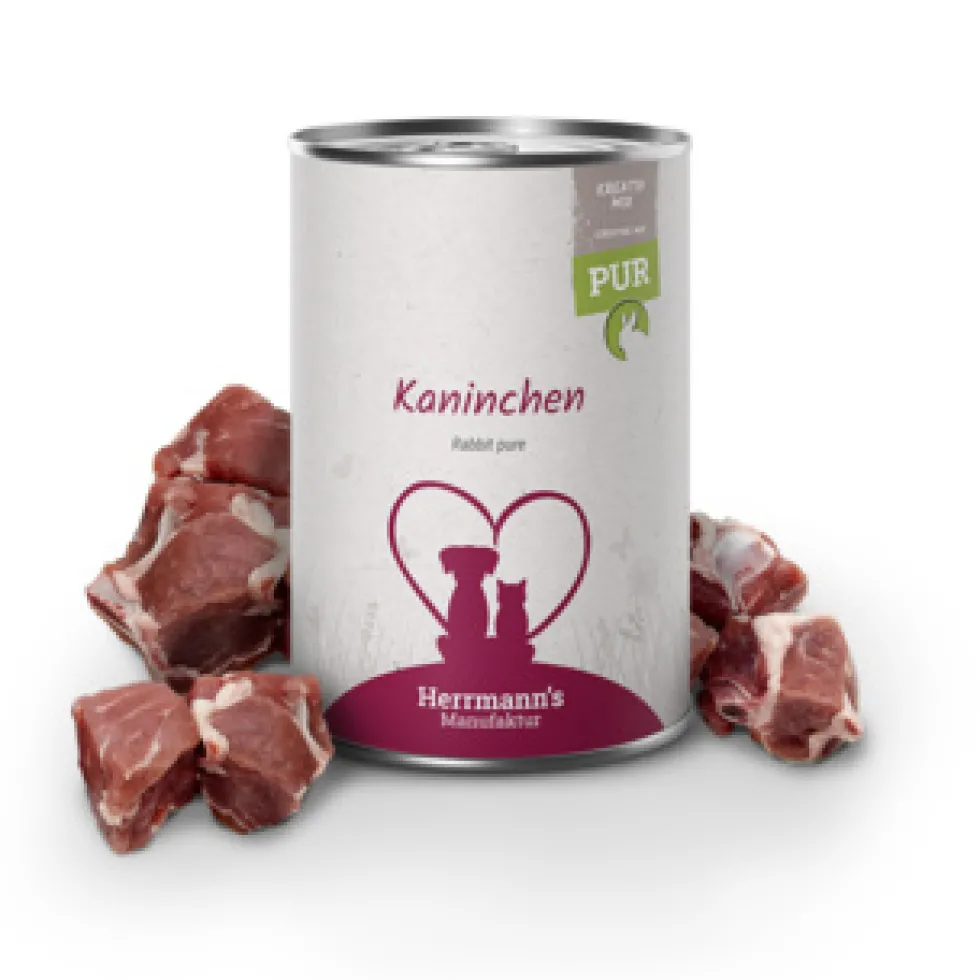 Herrmann's Kreativ-Mix Kaninchen Reinfleisch Ergänzung Nassfutter 6 x 400 g