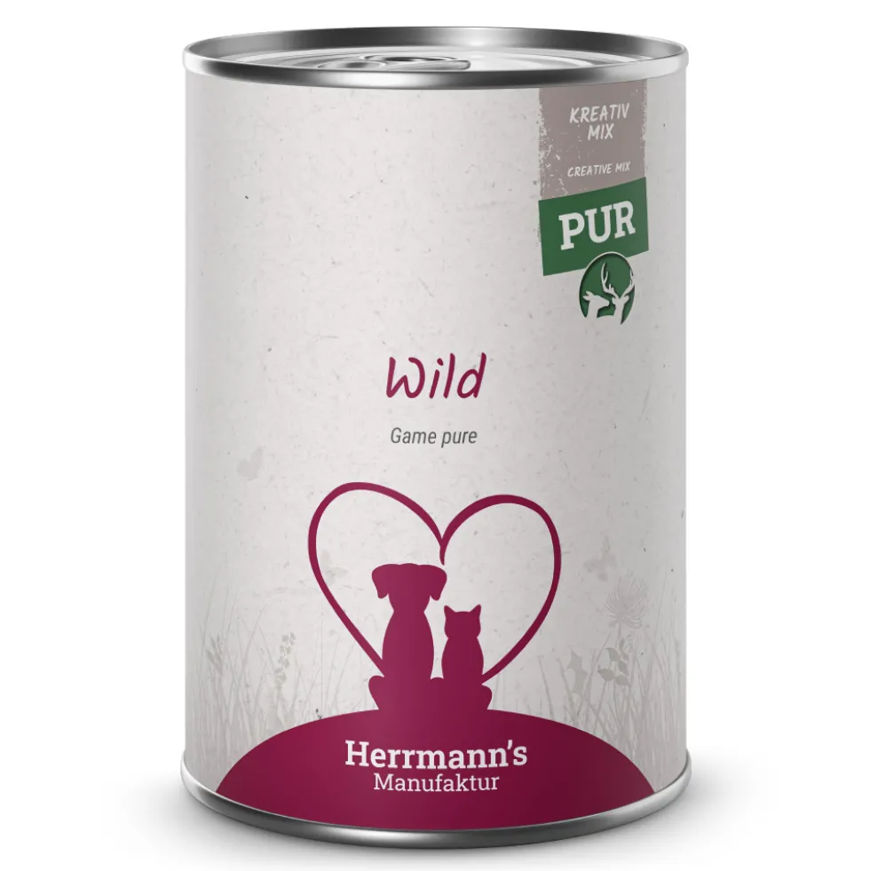Herrmann's Kreativ-Mix Wild Reinfleisch Ergänzung Nassfutter 30 x 400 g