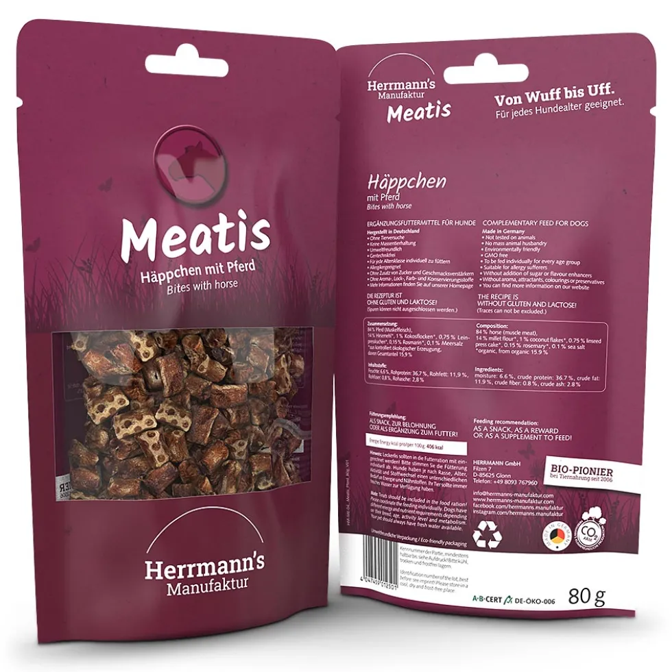 Herrmann's Meatis Pferd mit Hirse Snack 80 g