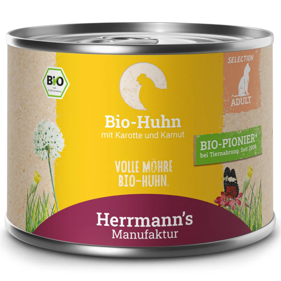 Herrmann's Selection Adult Bio Huhn mit Karotte & Kamut Nassfutter 12 x 200 g