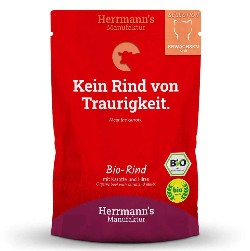 Herrmann's Selection Adult Bio Rind mit Karotte und Hirse Nassfutter 12 x 100 g