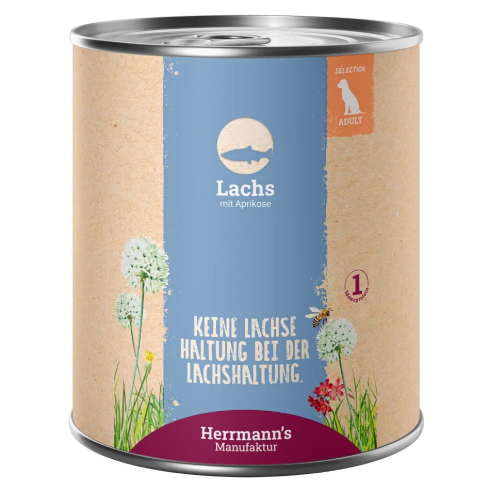 Herrmann's Selection Adult Lachs mit Aprikose Nassfutter 6 x 800 g