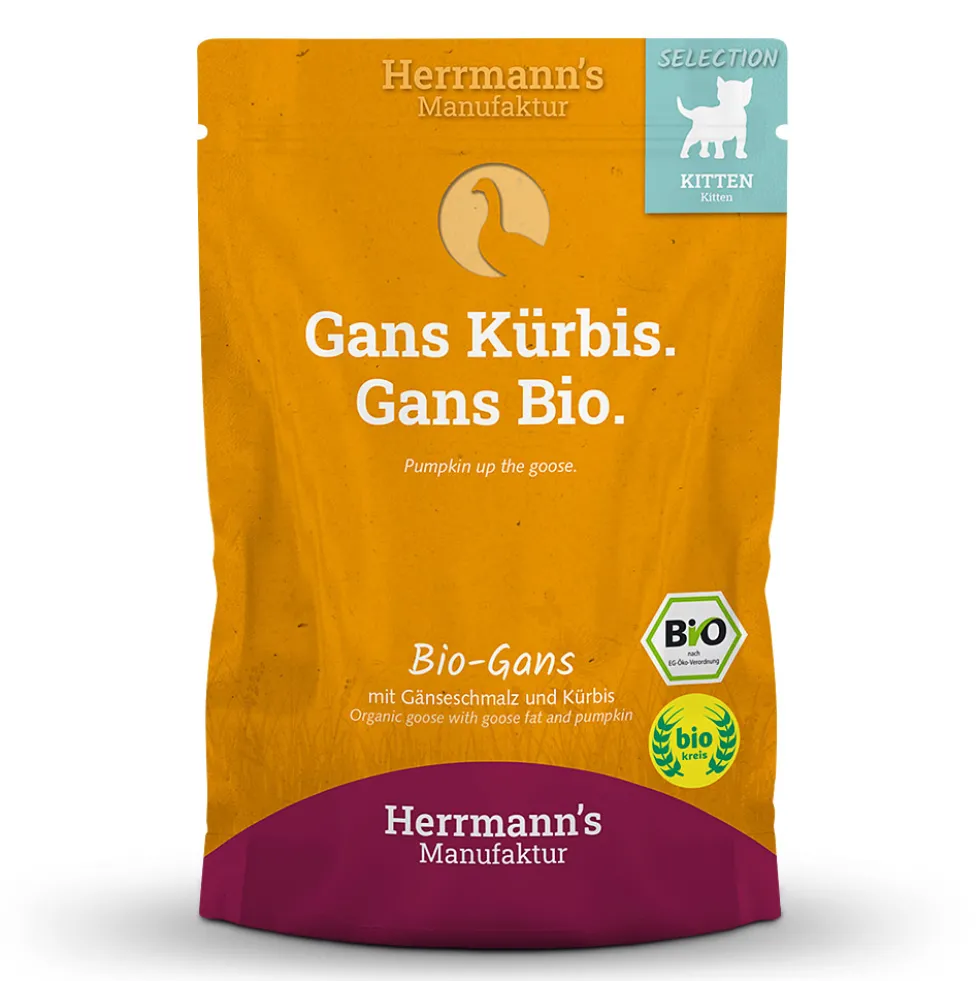 Herrmann's Selection Kitten Bio Gans mit Kürbis Nassfutter 12 x 100 g