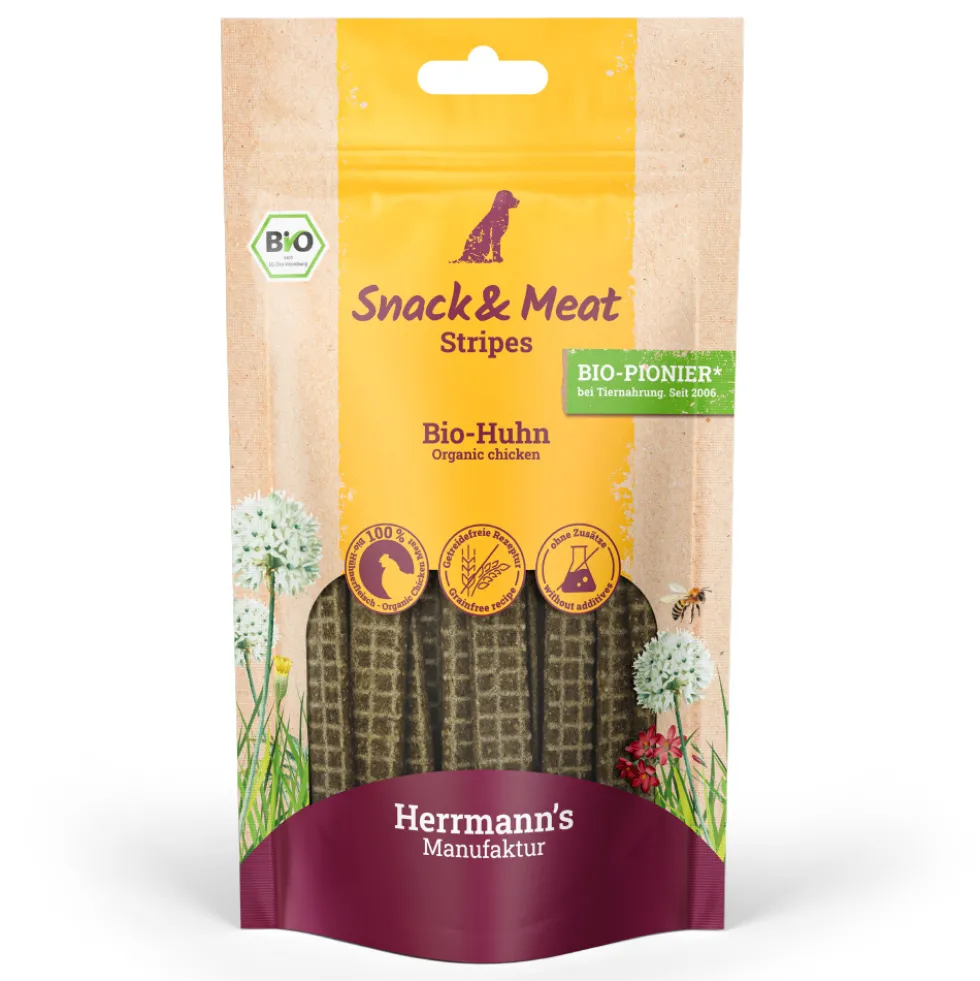 Herrmann's Snack & Meat Stripes Bio-Huhn Snack 80 g