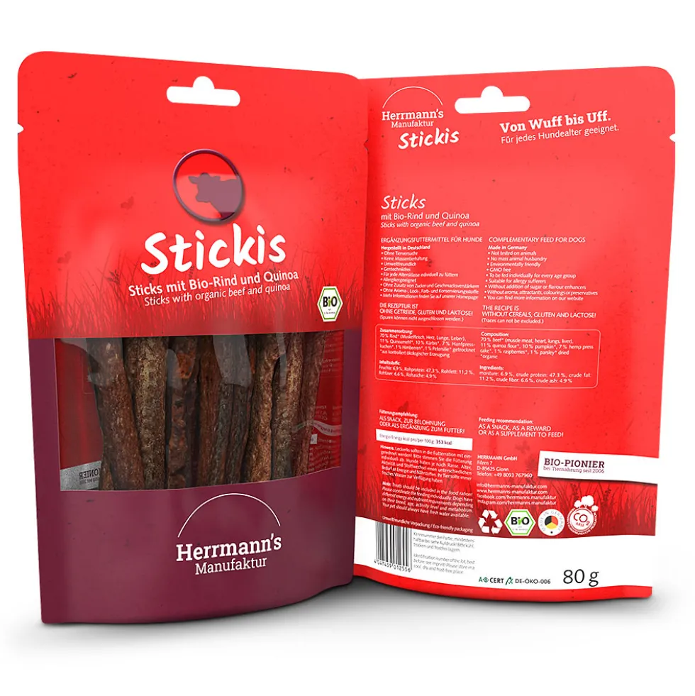 Herrmann's Stickis Bio Rind mit Quinoa Snack 80 g