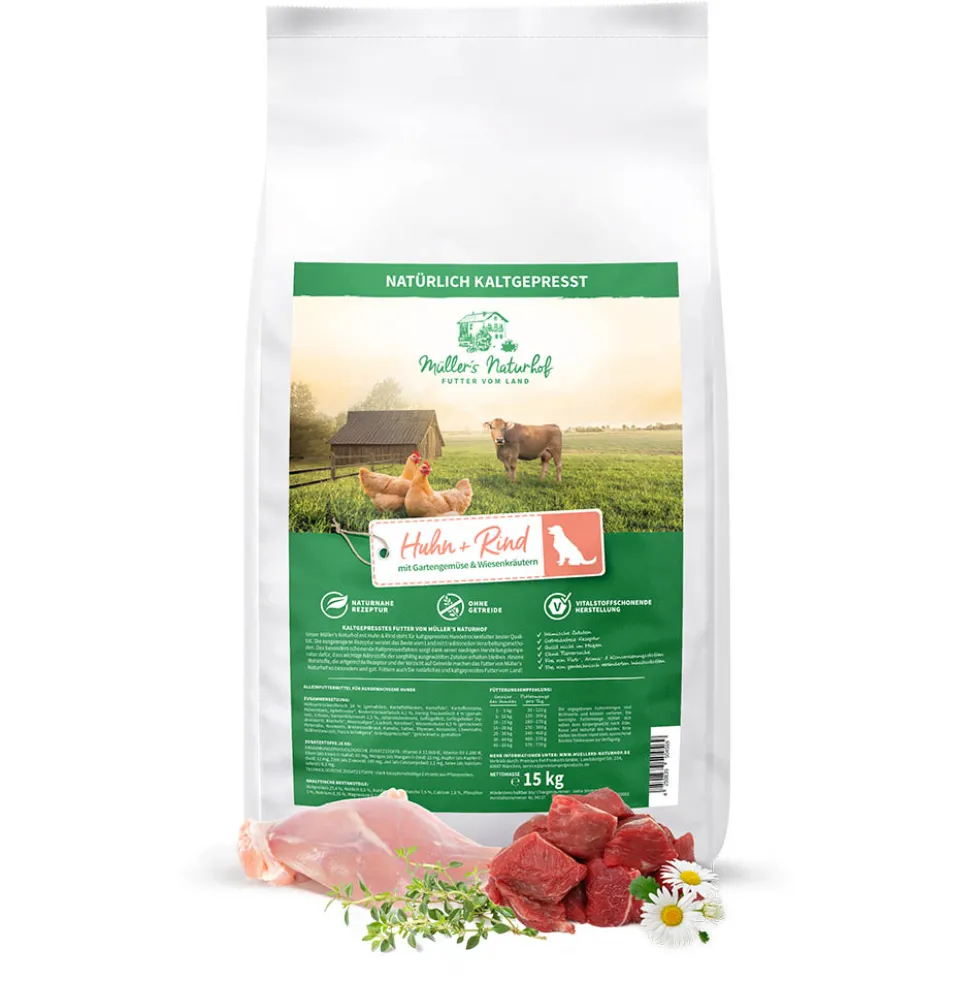 Müller’s Naturhof Getreidefrei Huhn und Rind Trockenfutter 15 kg