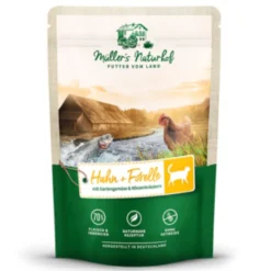 Müller’s Naturhof Traditionell Huhn & Forelle Nassfutter 60 x 100 g