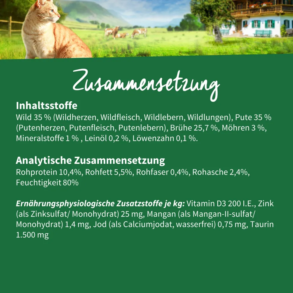 Müller’s Naturhof Traditionell Wild und Pute Nassfutter 6 x 400 g