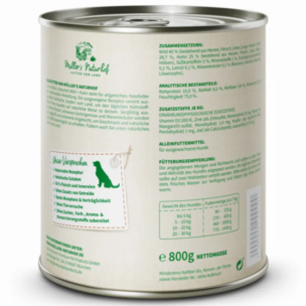Müller’s Naturhof Traditionell Wild und Huhn Nassfutter 6 x 800 g