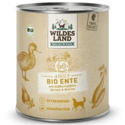 Wildes Land BIO Adult Ente mit Süßkartoffel & Birne Nassfutter 6 x 800 g