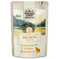 Wildes Land BIO Adult Ente mit Lachsöl Nassfutter 12 x 85 g