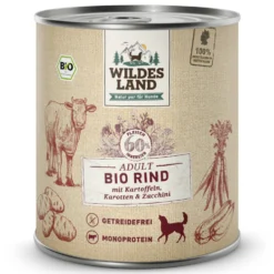 Wildes Land BIO Adult Rind mit Kartoffel & Karotte Nassfutter 6 x 800 g