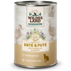 Wildes Land Classic Adult Ente und Pute mit Distelöl Nassfutter 6 x 400 g