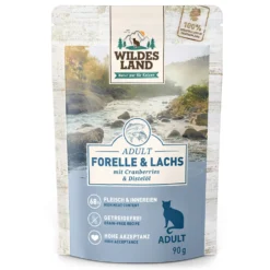 Wildes Land Classic Adult Forelle und Lachs Nassfutter 12 x 90 g