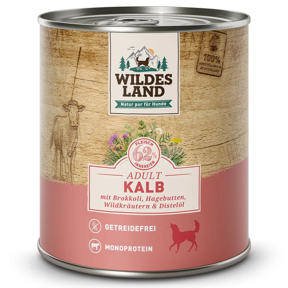 Wildes Land Classic Adult Kalb mit Brokkoli Nassfutter 6 x 800 g