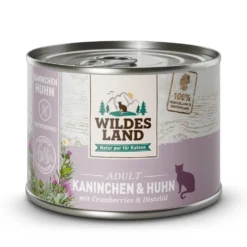 Wildes Land Classic Adult Kaninchen und Huhn mit Distelöl Nassfutter 6 x 200 g
