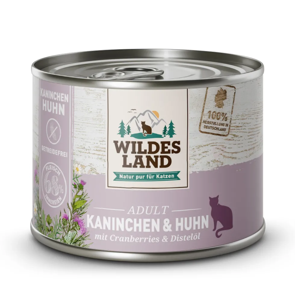Wildes Land Classic Adult Kaninchen und Huhn mit Distelöl Nassfutter 6 x 200 g