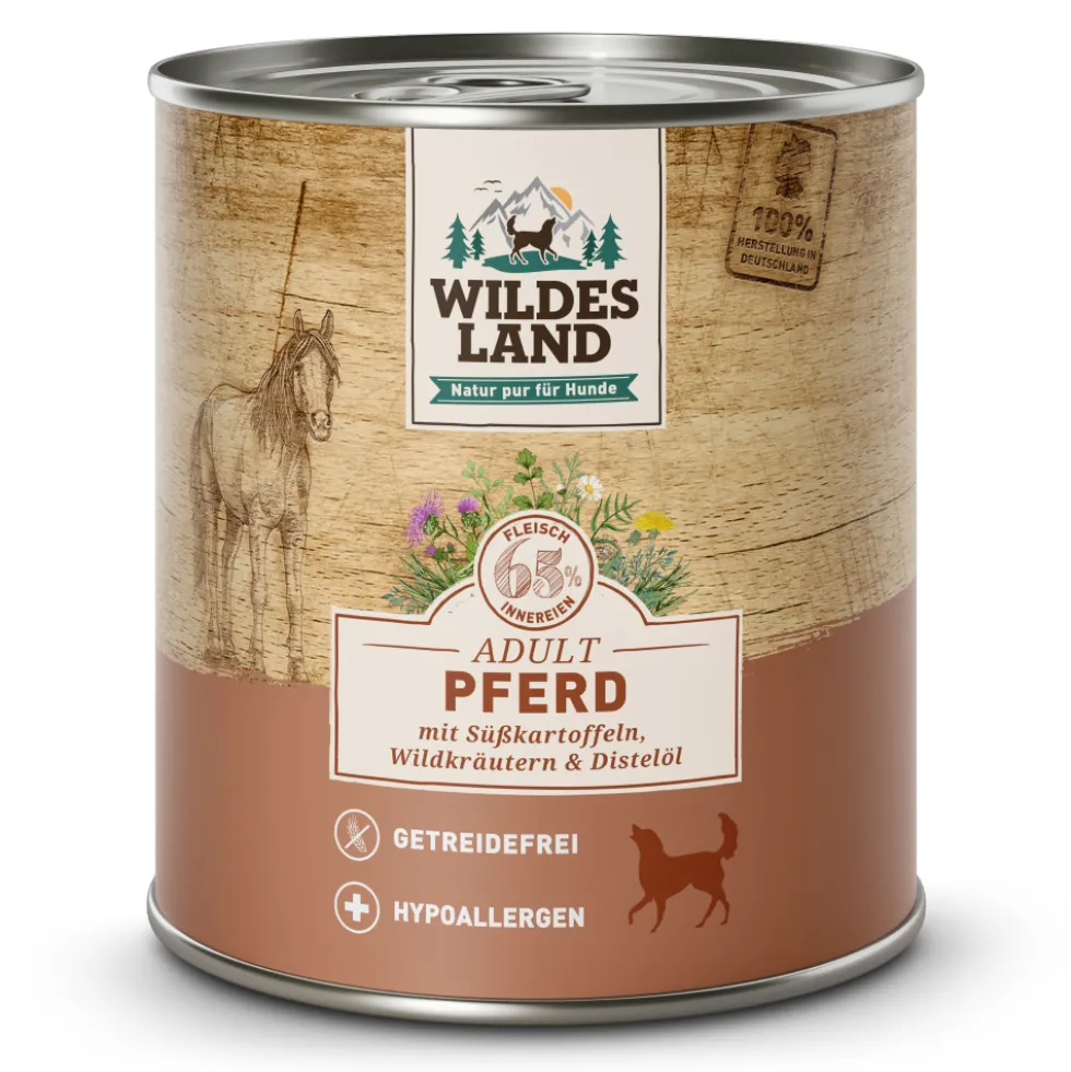 Wildes Land Classic Adult Pferd mit Süßkartoffel Nassfutter 6 x 800 g