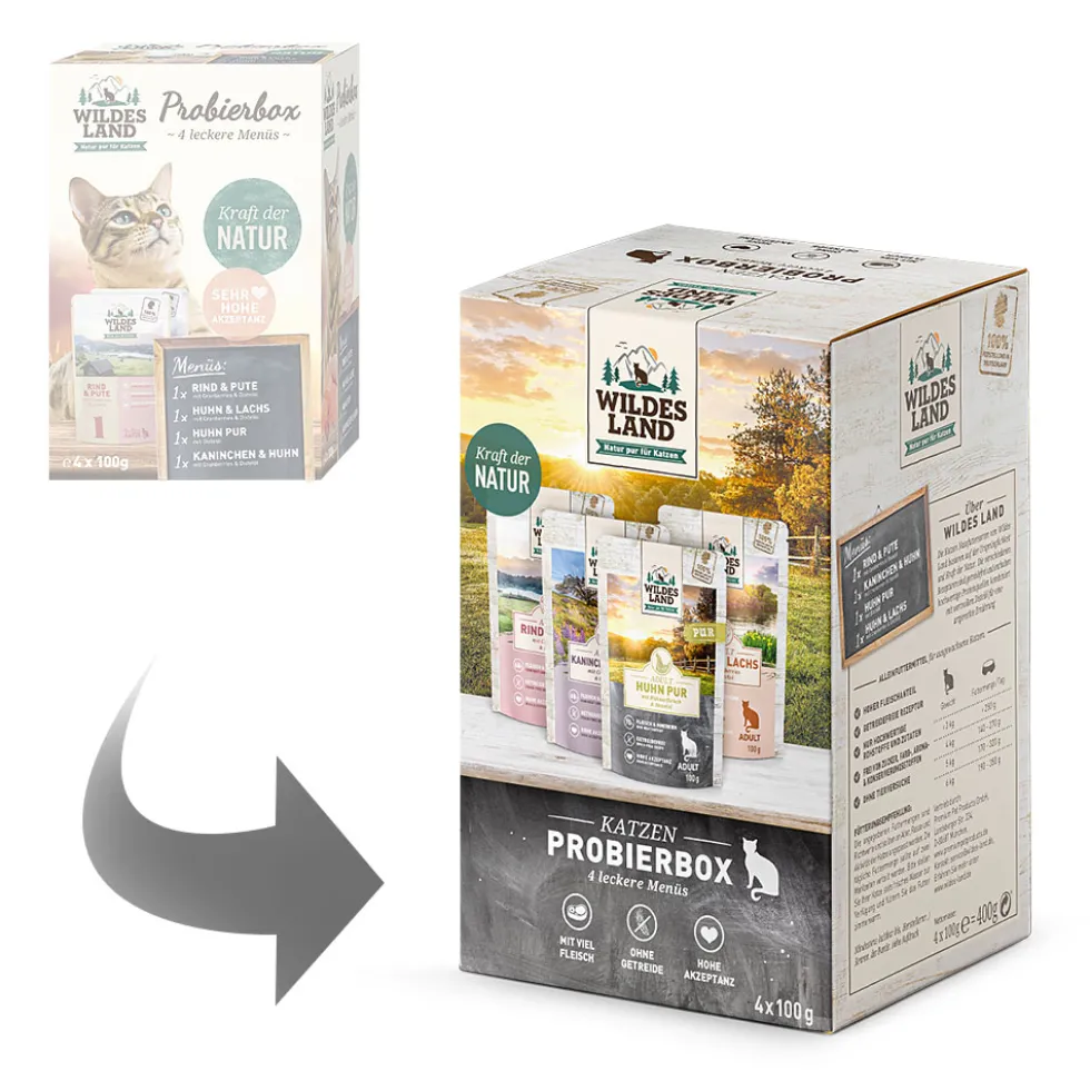 Wildes Land Classic Adult Pouch Probierbox Nassfutter 4 x 100 g