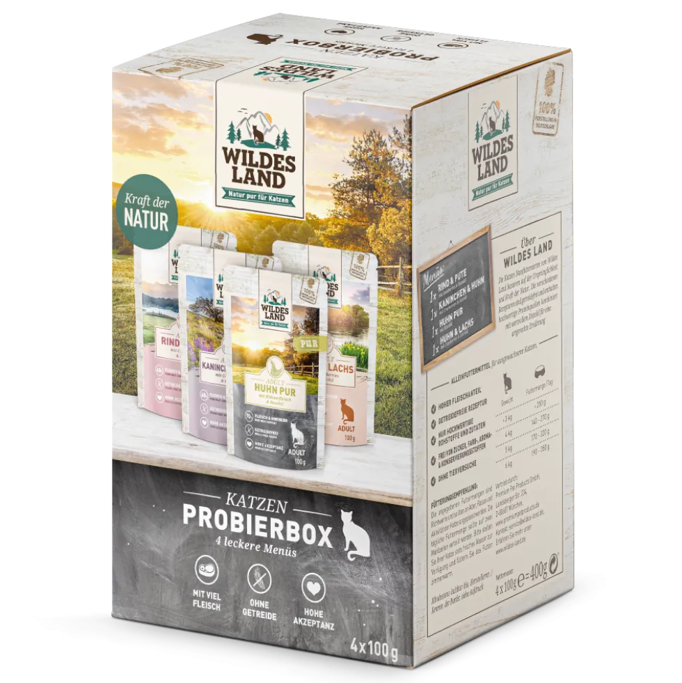 Wildes Land Classic Adult Pouch Probierbox Nassfutter 4 x 100 g