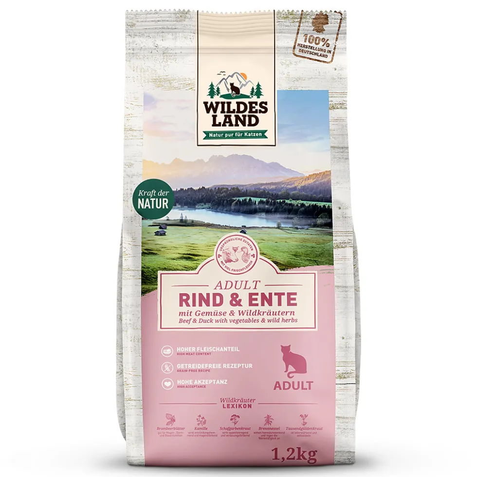 Wildes Land Classic Adult Rind und Ente Trockenfutter 4 x 1,2 kg