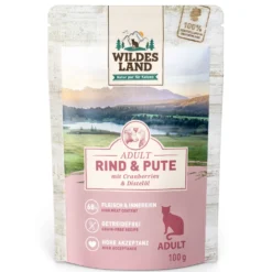 Wildes Land Classic Adult Rind und Pute mit Distelöl Nassfutter 60 x 100 g