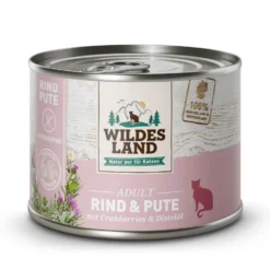 Wildes Land Classic Adult Rind und Pute mit Distelöl Nassfutter 6 x 200 g