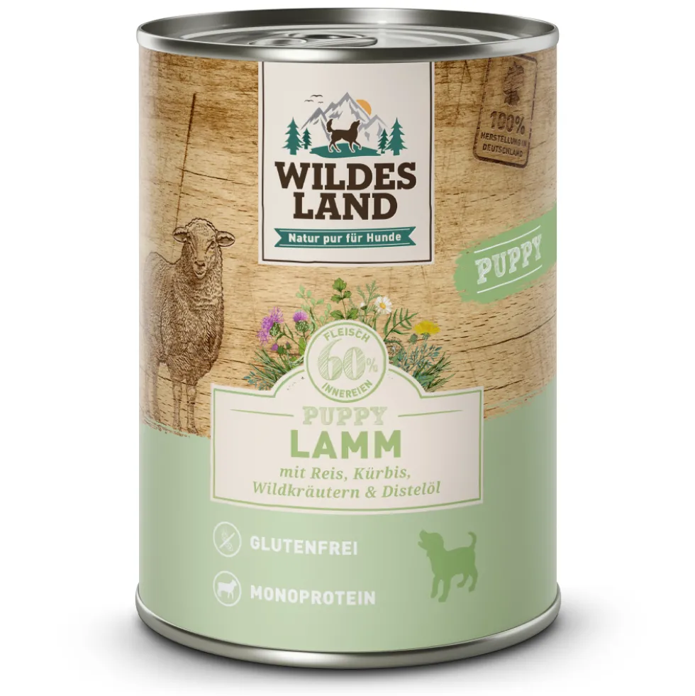 Wildes Land Classic Puppy Lamm mit Reis Nassfutter 6 x 400 g
