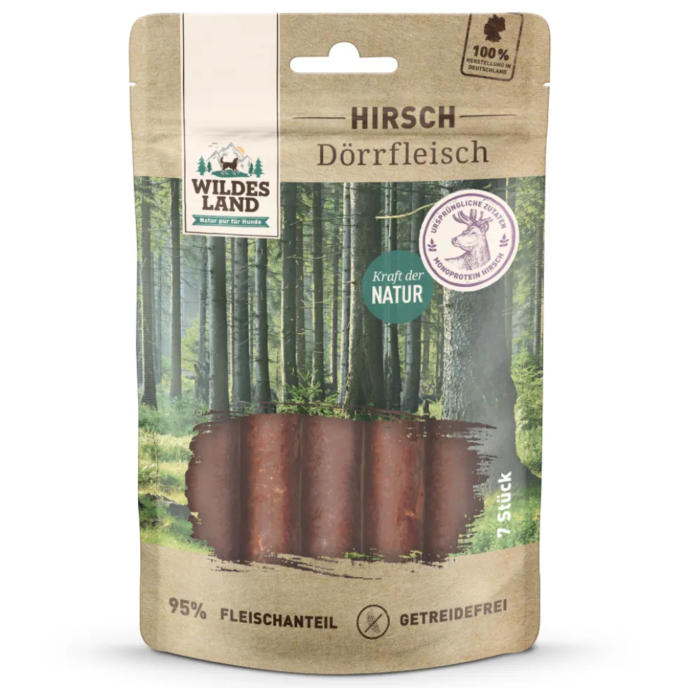 Wildes Land Dörrfleisch Hirsch Snack 7 Stück