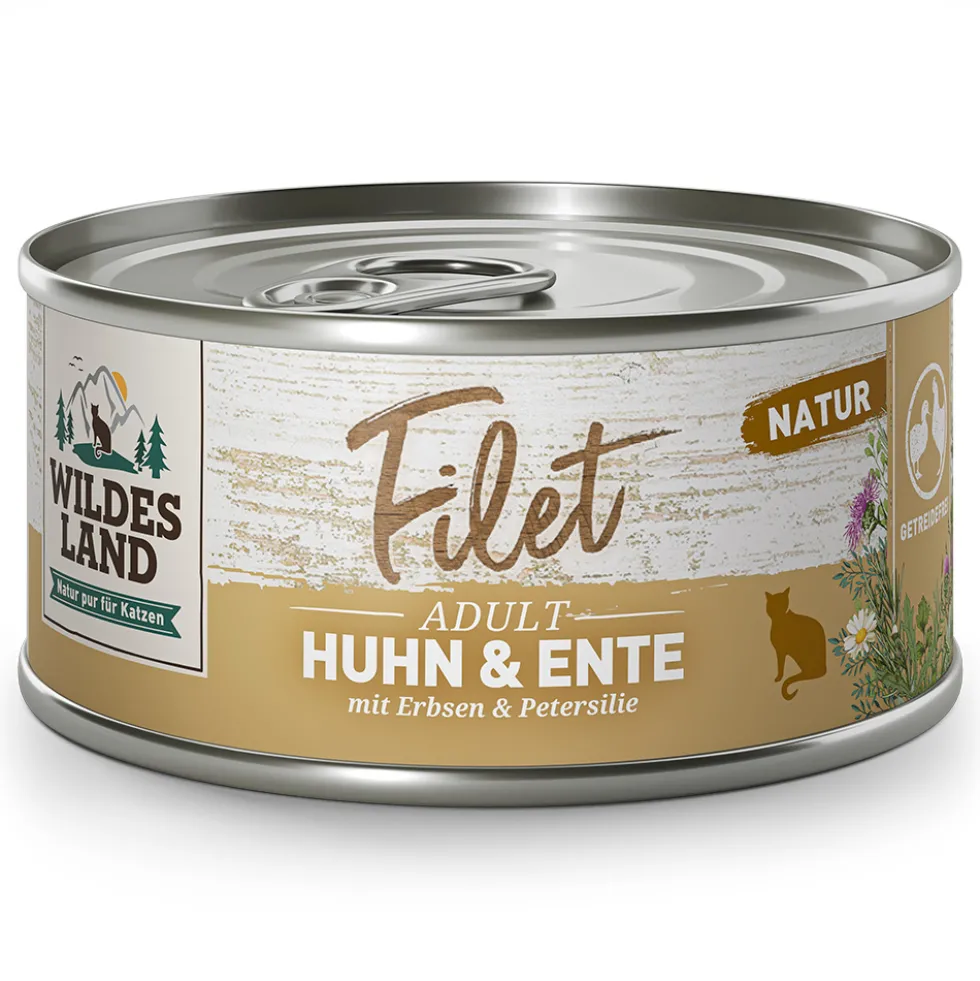 Wildes Land Filet Huhn & Ente mit Erbsen & Petersilie Nassfutter 12 x 80 g