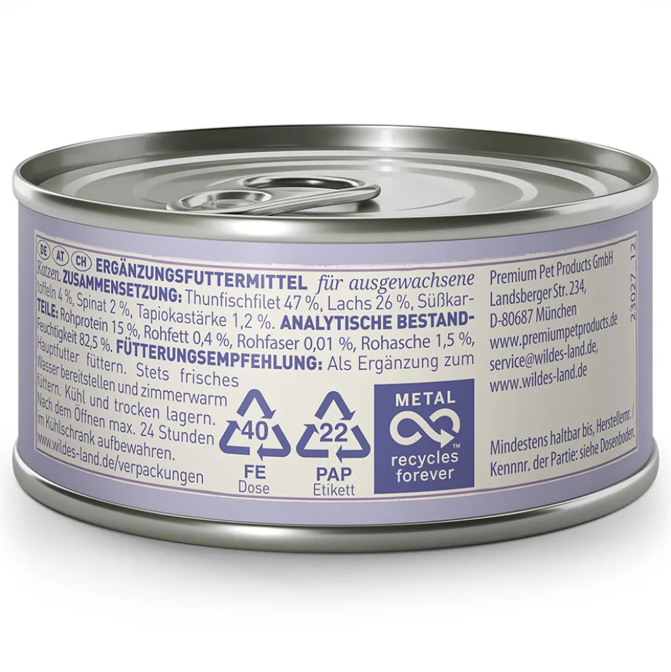 Wildes Land Filet Thunfisch & Lachs Nassfutter 12 x 80 g