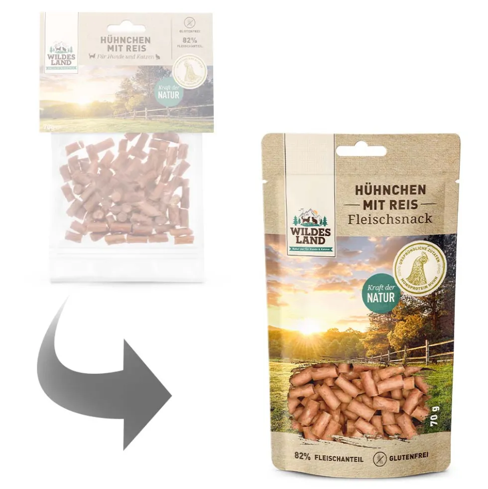 Wildes Land Fleischsnacks Hühnchen mit Reis Snack 7 x 70 g