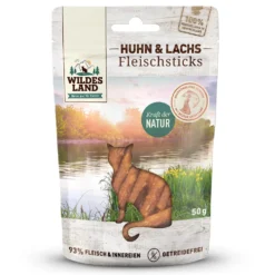 Wildes Land Fleischsticks Huhn & Lachs Snack 9 x 50 g