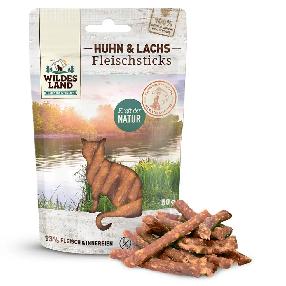 Wildes Land Fleischsticks Huhn & Lachs Snack 50 g