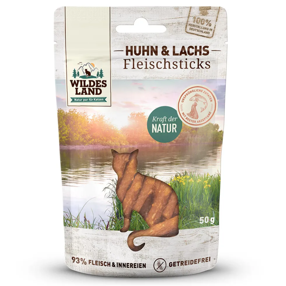 Wildes Land Fleischsticks Huhn & Lachs Snack 50 g