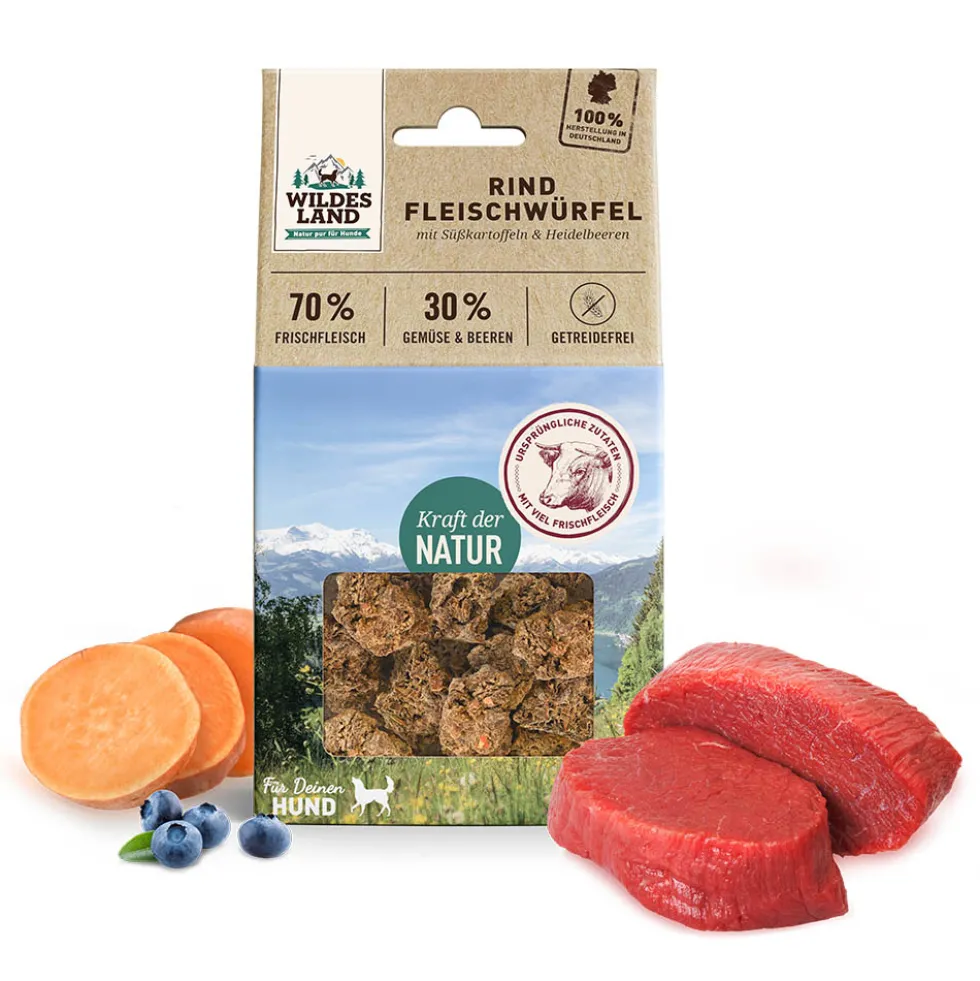 Wildes Land Fleischwürfel Rind Snack 100 g