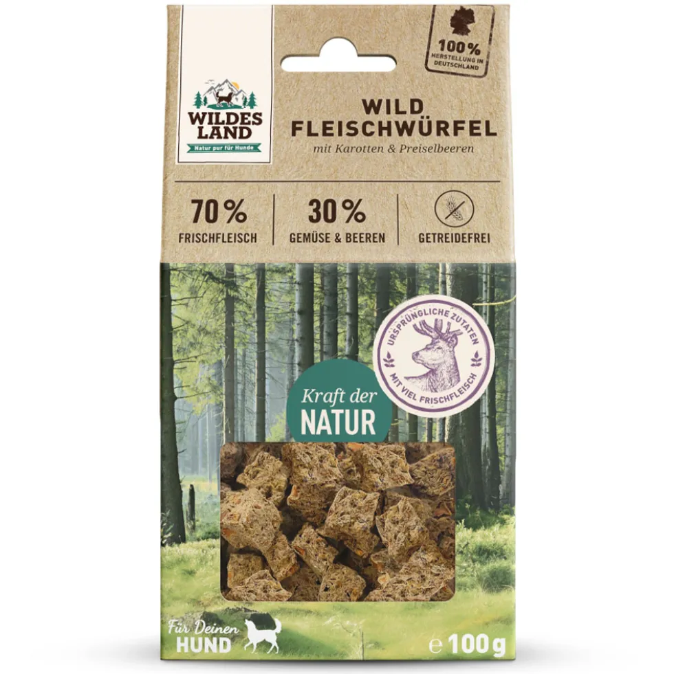 Wildes Land Fleischwürfel Wild Snack 100 g