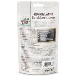 Wildes Land Knabberkissen Huhn und Lachs Snack 12 x 50 g