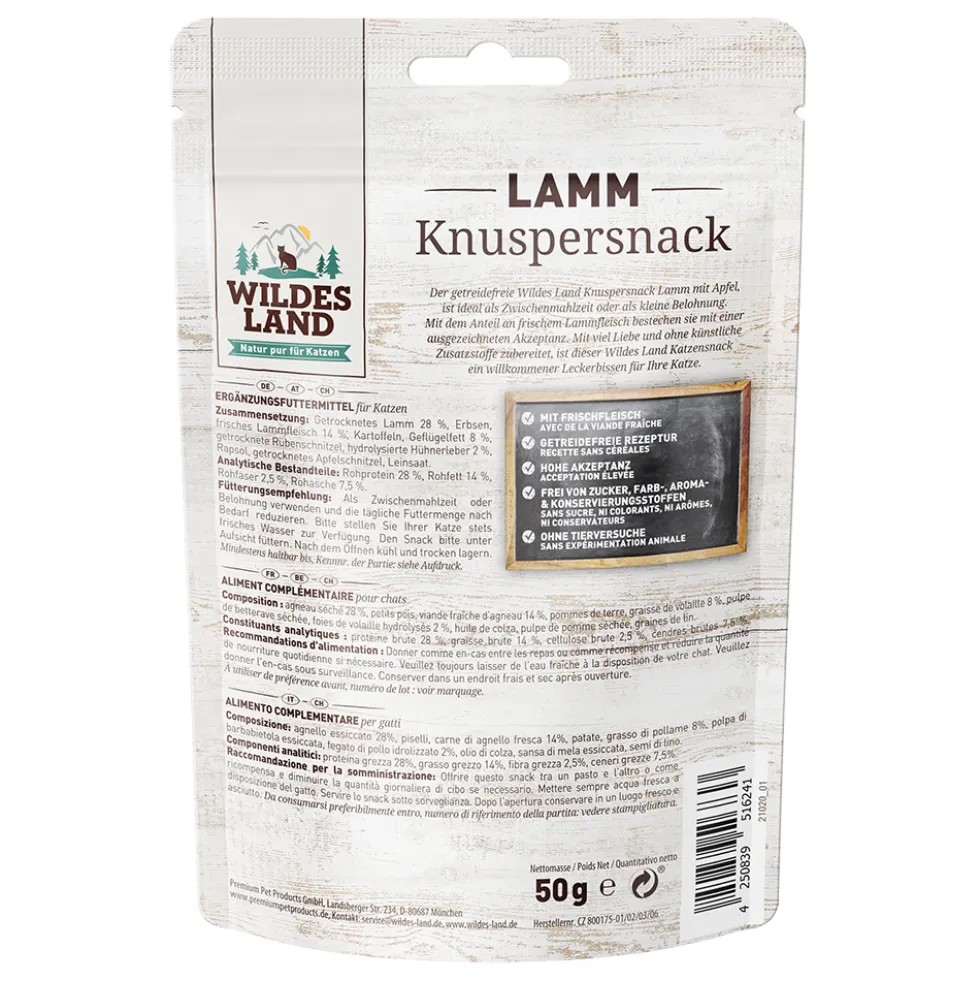 Wildes Land Knuspersnack Lamm mit Apfel Snack 50 g