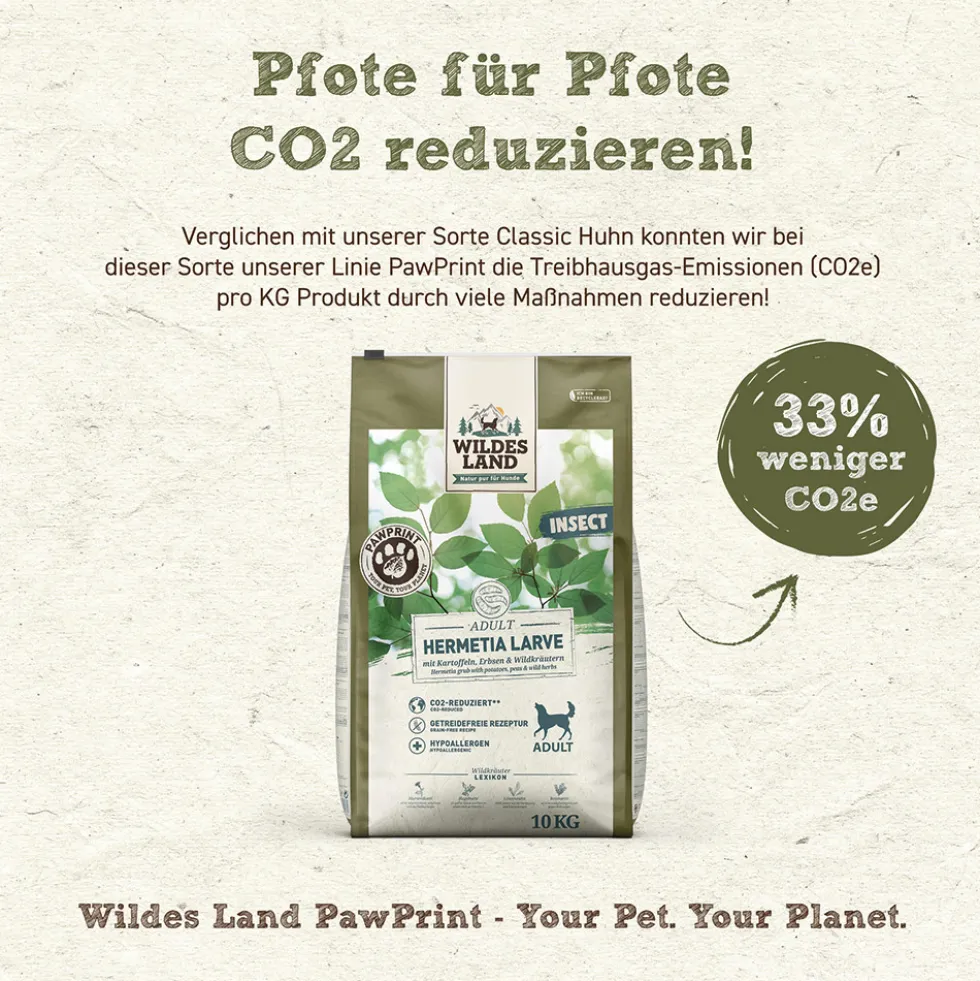 Wildes Land Pawprint Insect Adult Hermetia Larve Trockenfutter 10 kg